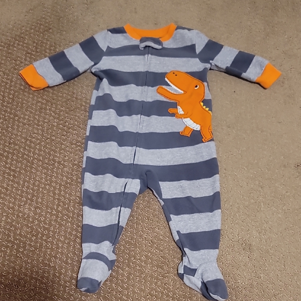 Carter's Gray and Orange Dinosaur Footie